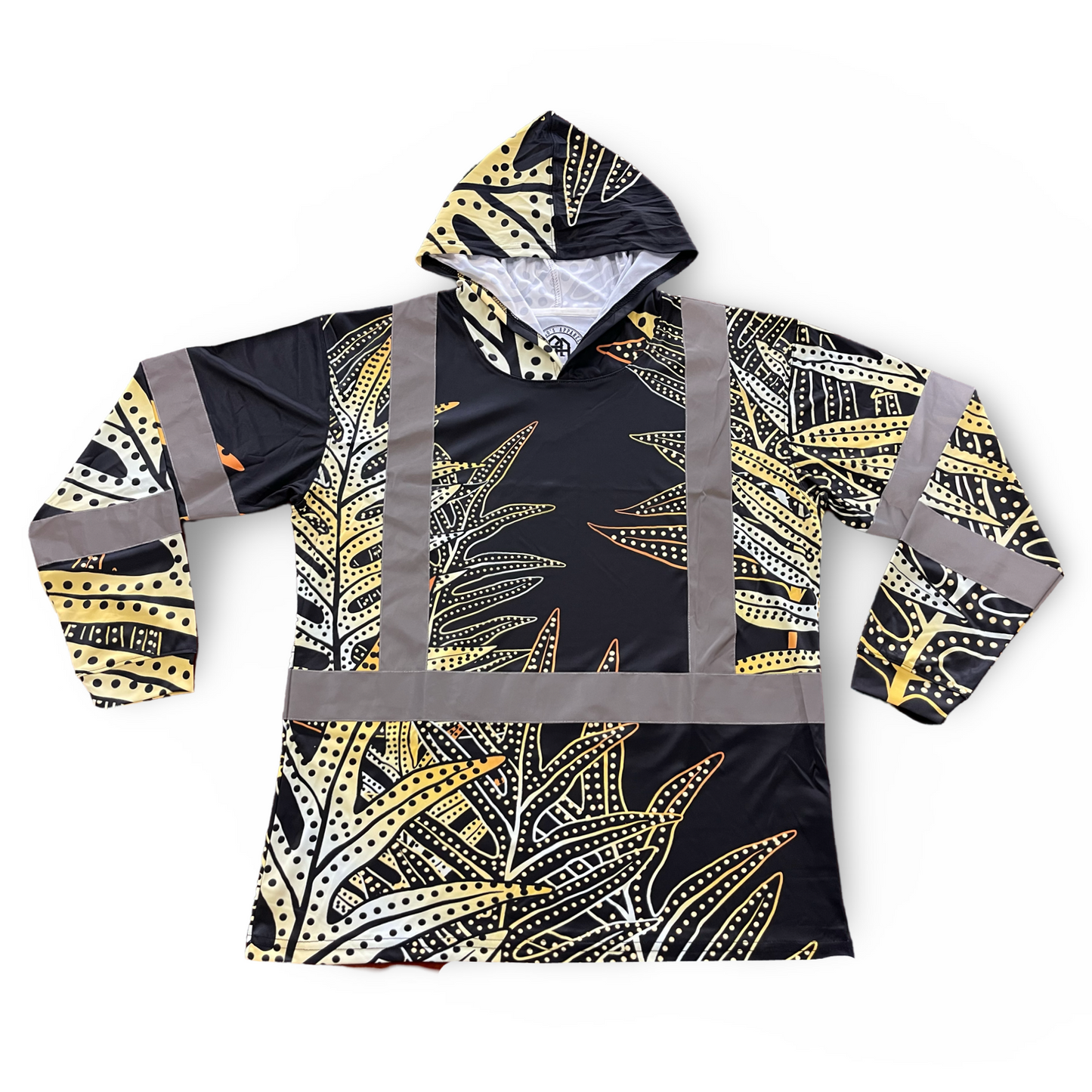 LAUA'E FERN - LONG SLEEVE HOODIE - BLACK & GOLD