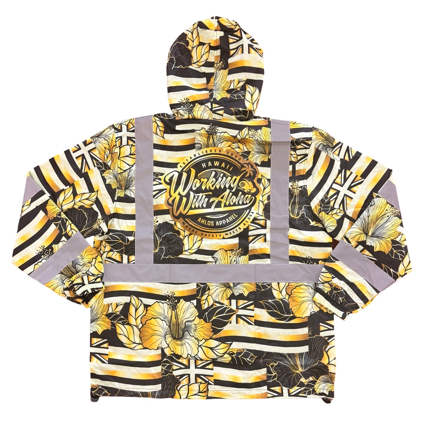 STAT OF HAWAII ALOHA - WINDBREAKER JACKET - BLACK & GOLD