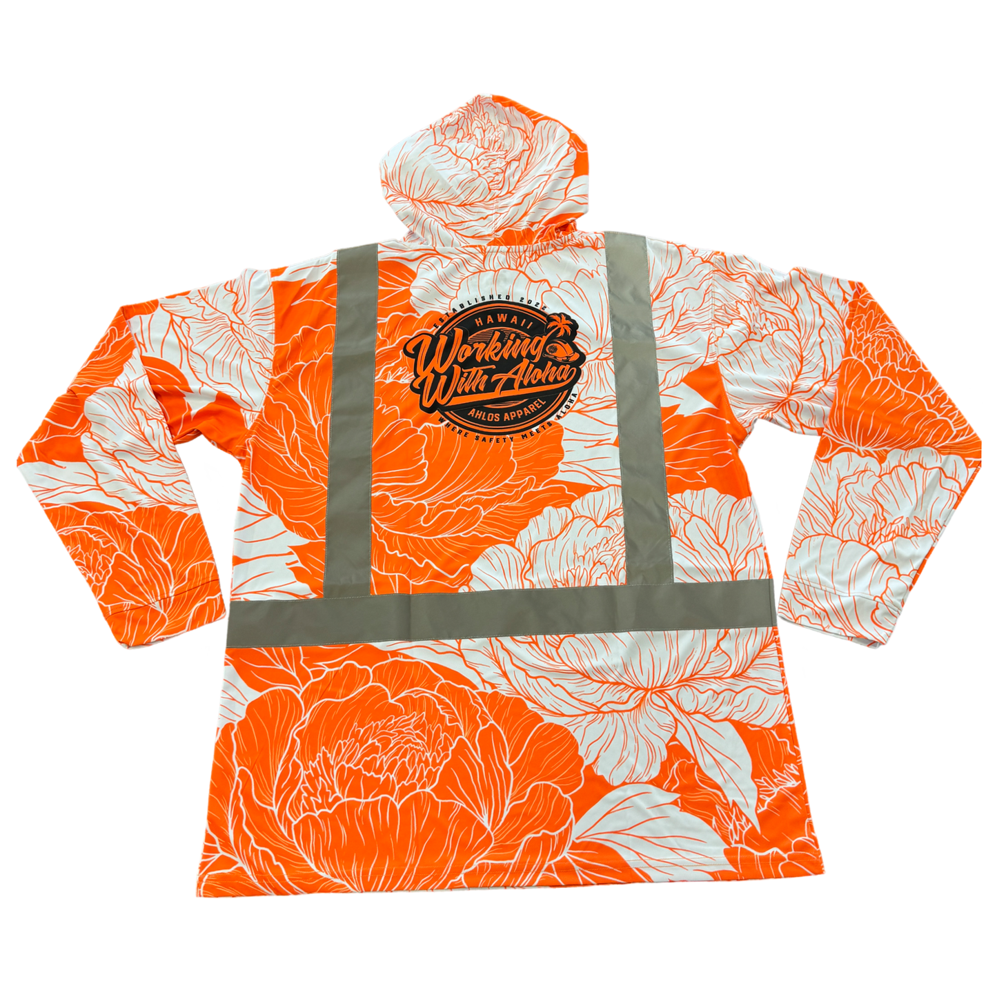 PEONIES- LONG SLEEVE HOODIE - ORANGE