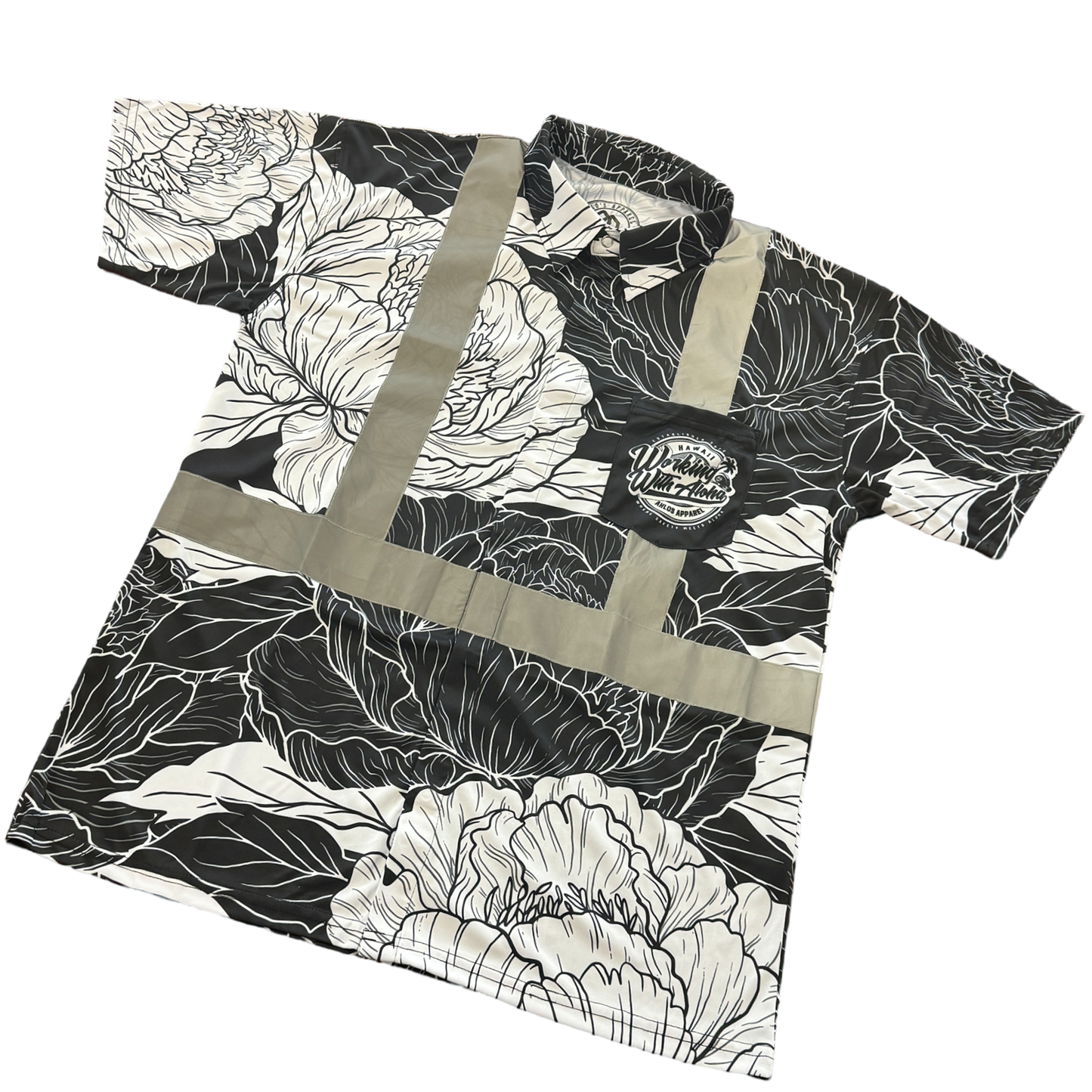 PEONIES- SHORT SLEEVE POLO - BLACK
