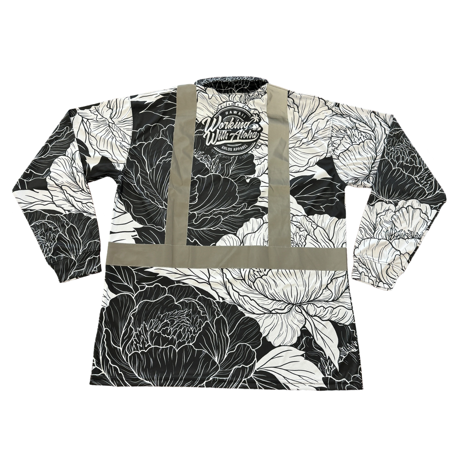 PEONIES- LONG SLEEVE POLO - BLACK