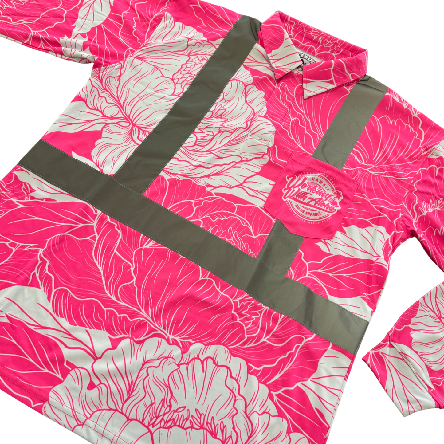 PEONIES- LONG SLEEVE POLO - PINK