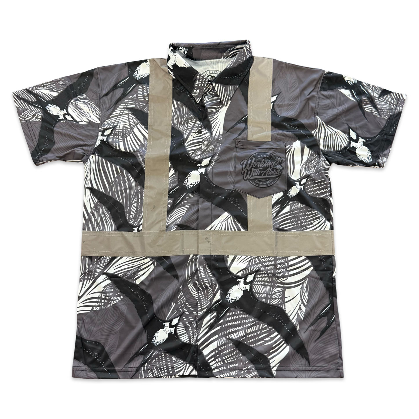 IWA BIRD - SHORT SLEEVE POLO - BLACK / WHITE