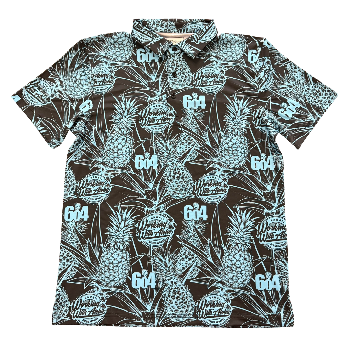 604 X WWA - SHORT SLEEVE POLO - BLUE PINEAPPLE