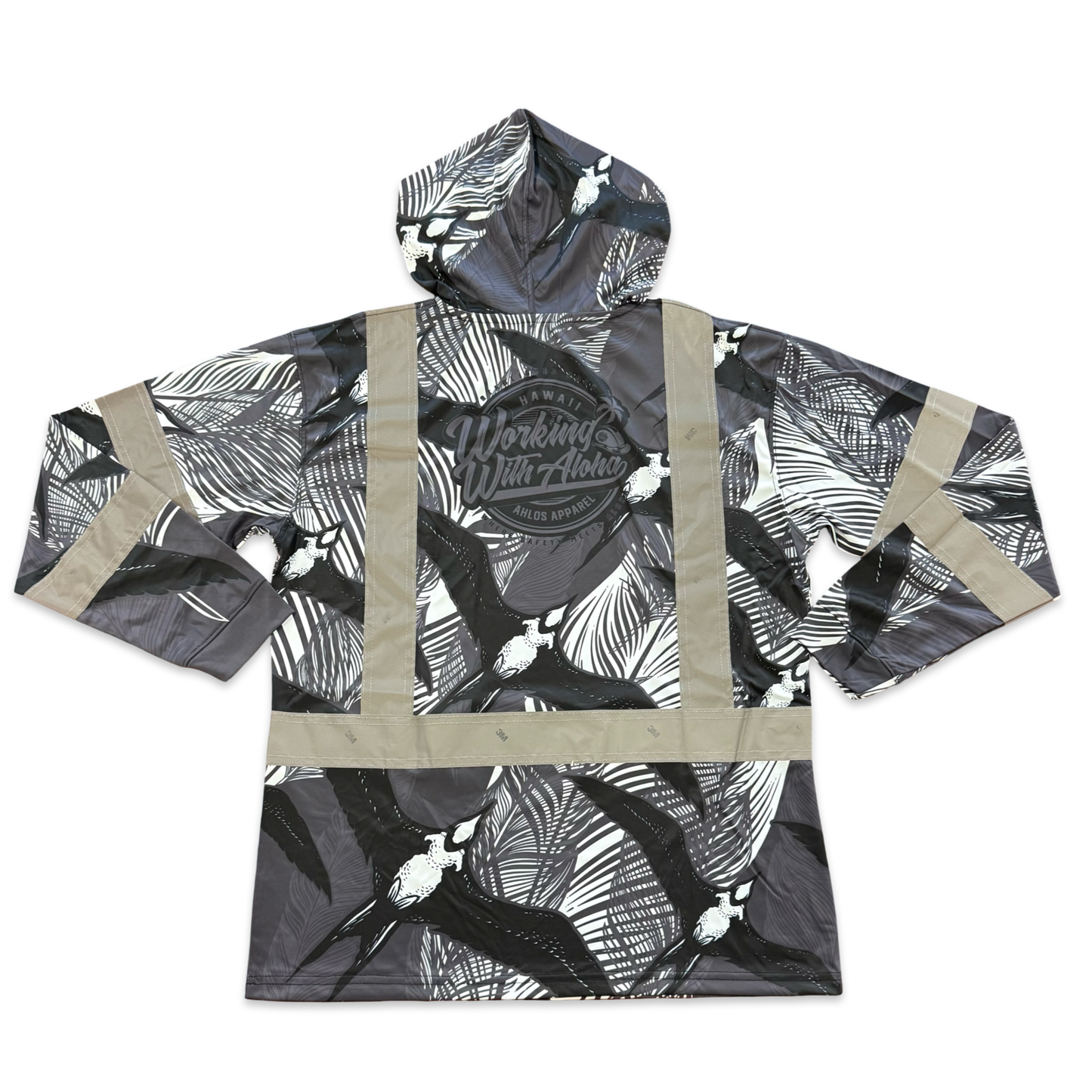 IWA BIRD - LONG SLEEVE HOODIE - BLACK / WHITE