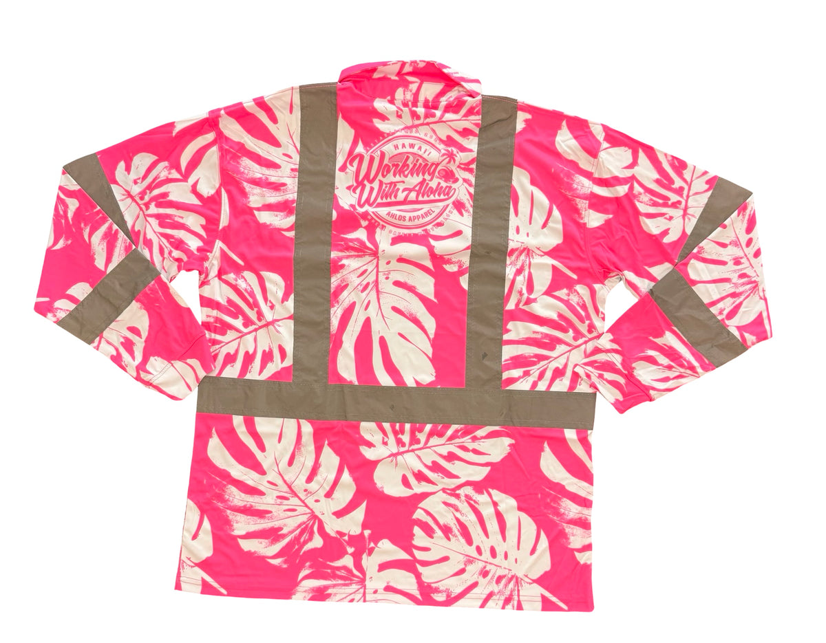 MONSTERA MADNESS - LONG SLEEVE POLO - CL 3 -PINK