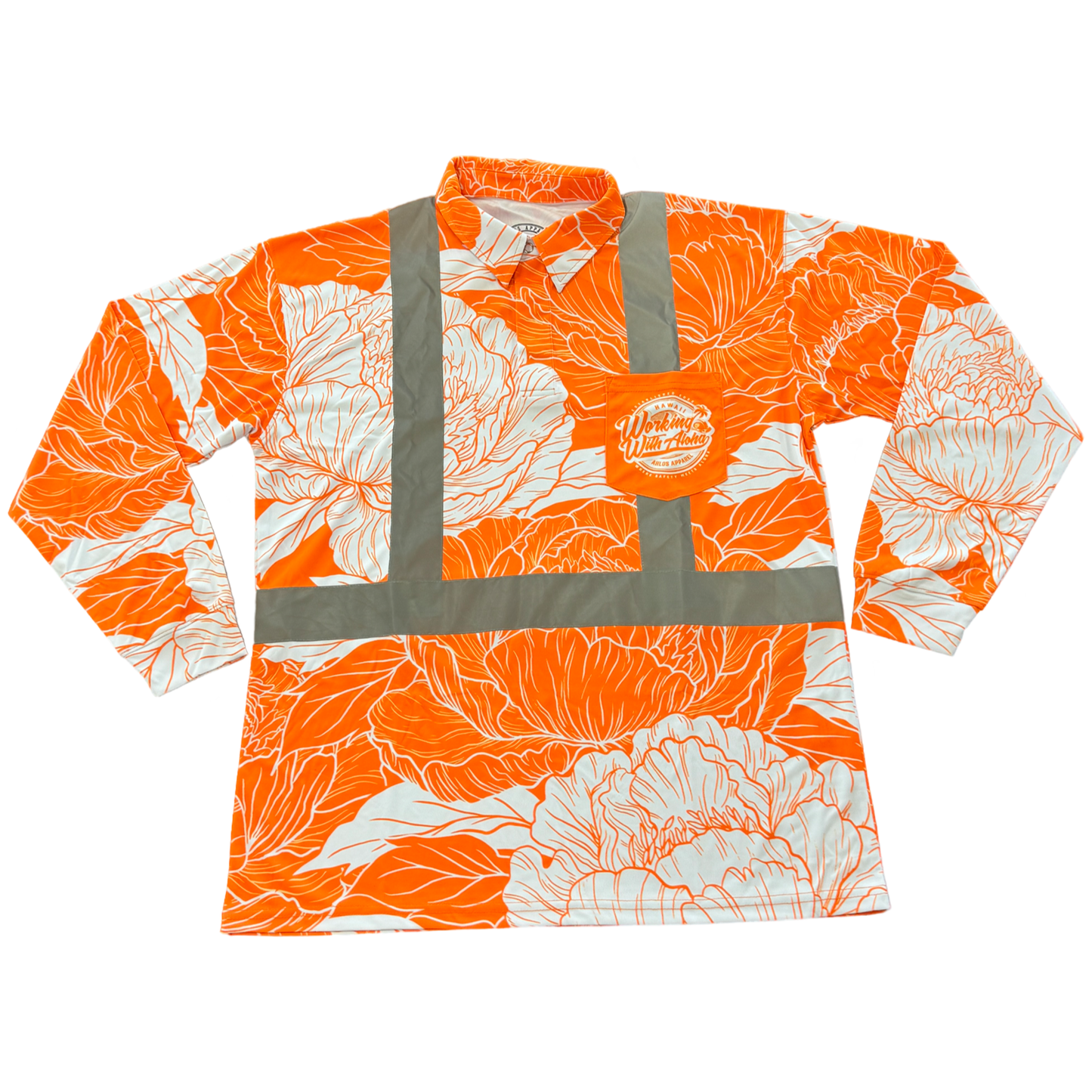 PEONIES- LONG SLEEVE POLO - ORANGE