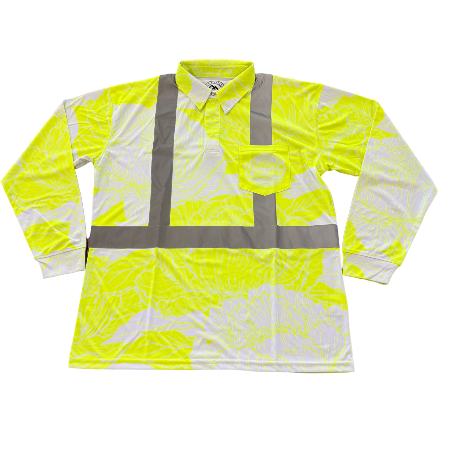 PEONIES- LONG SLEEVE POLO - YELLOW