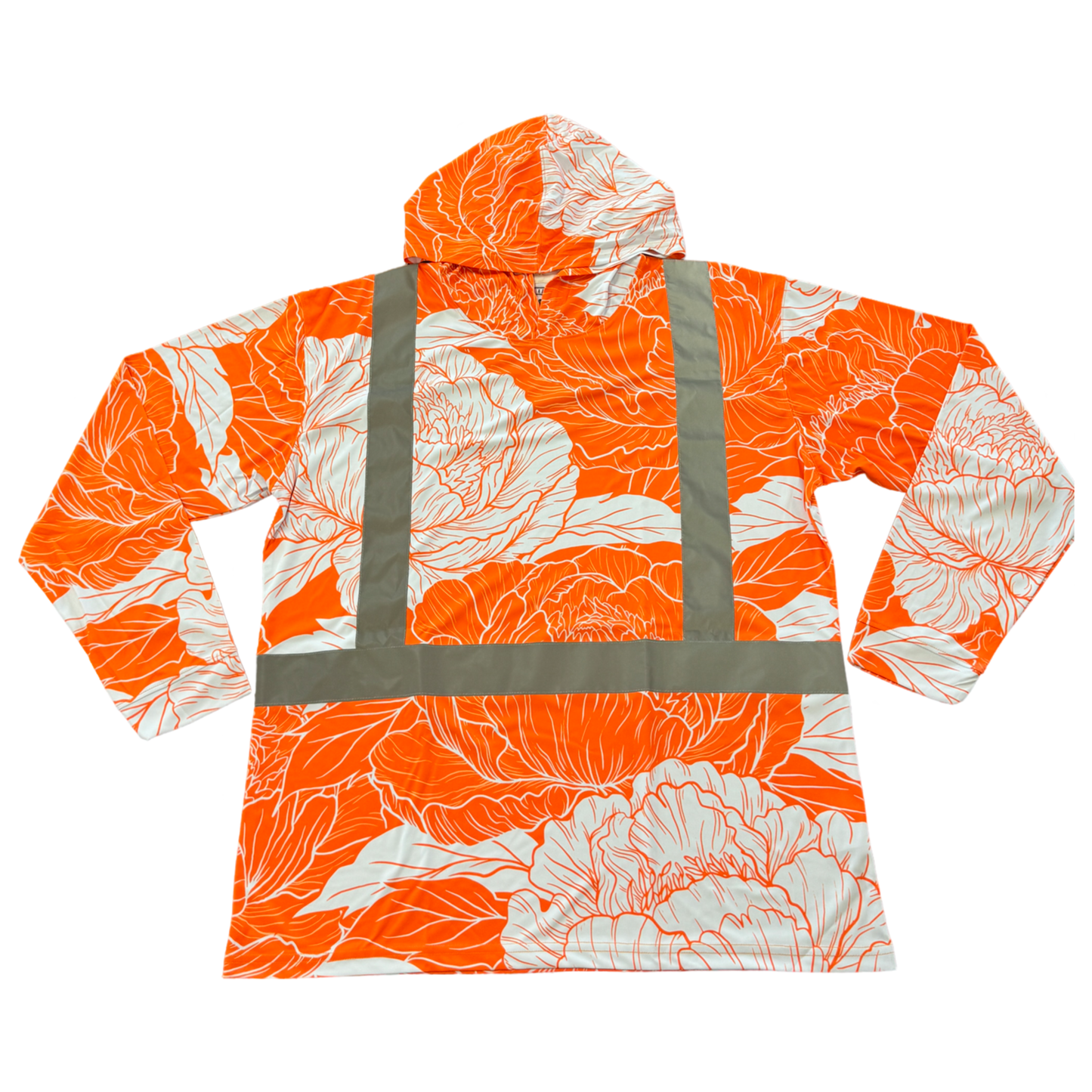 PEONIES- LONG SLEEVE HOODIE - ORANGE