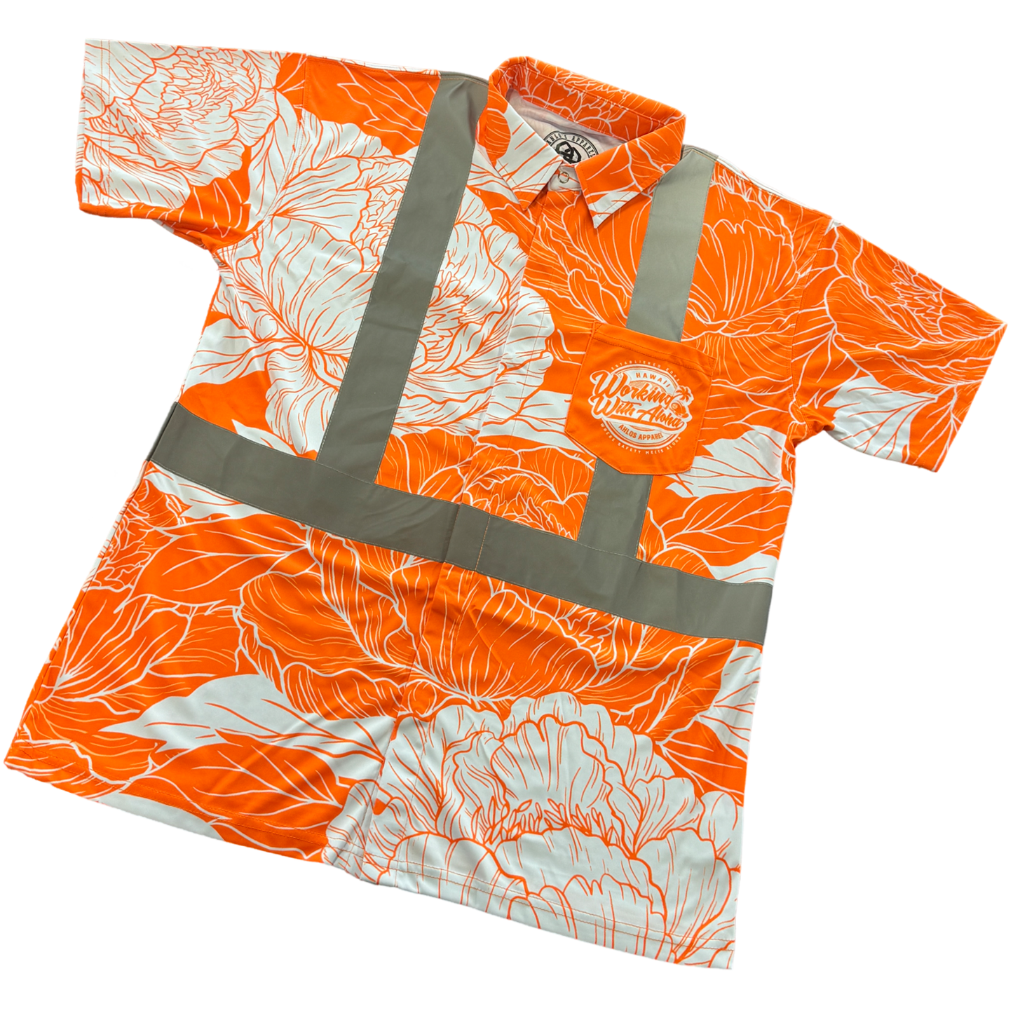PEONIES- SHORT SLEEVE POLO - ORANGE