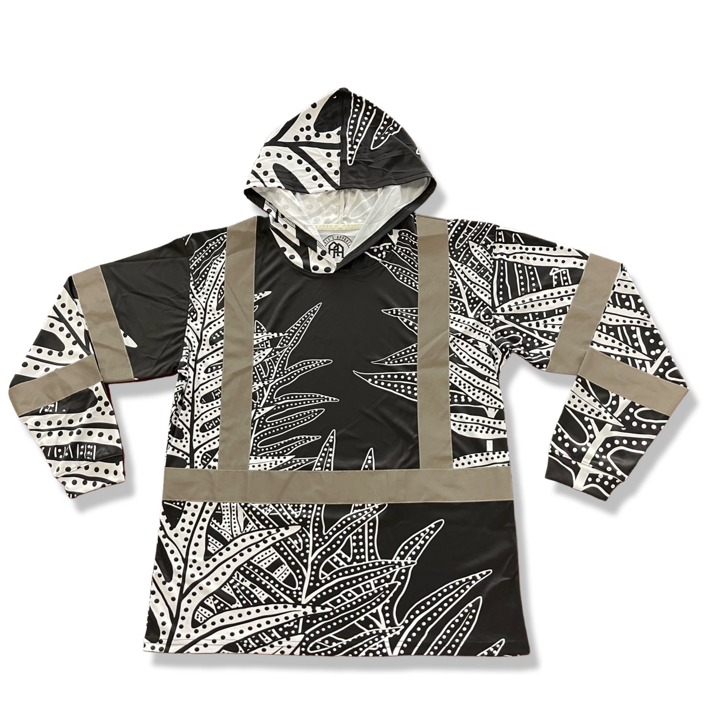 LAUA'E FERN - LONG SLEEVE HOODIE - BLACK & WHITE