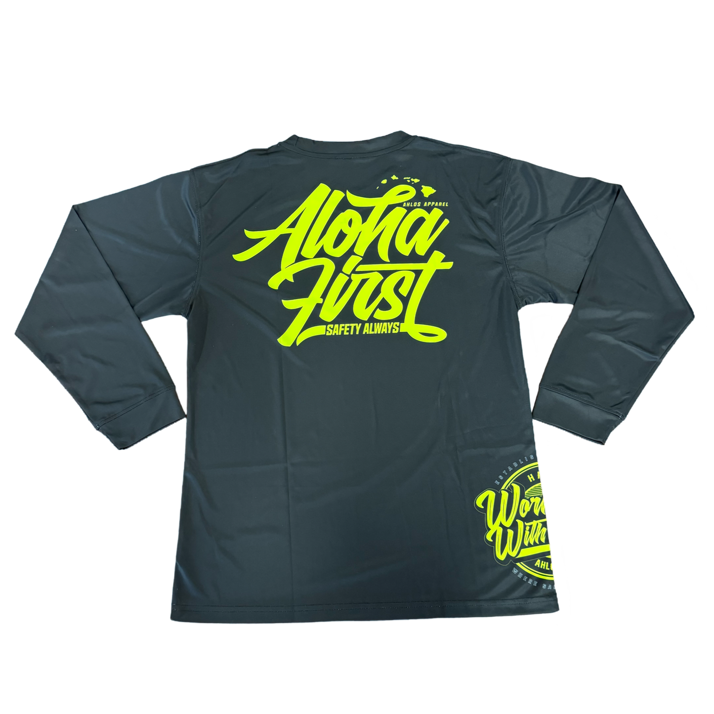 ALOHA FIRST - SAFETY ALWAYS LONG SLEEVE TSHIRT- BLACK
