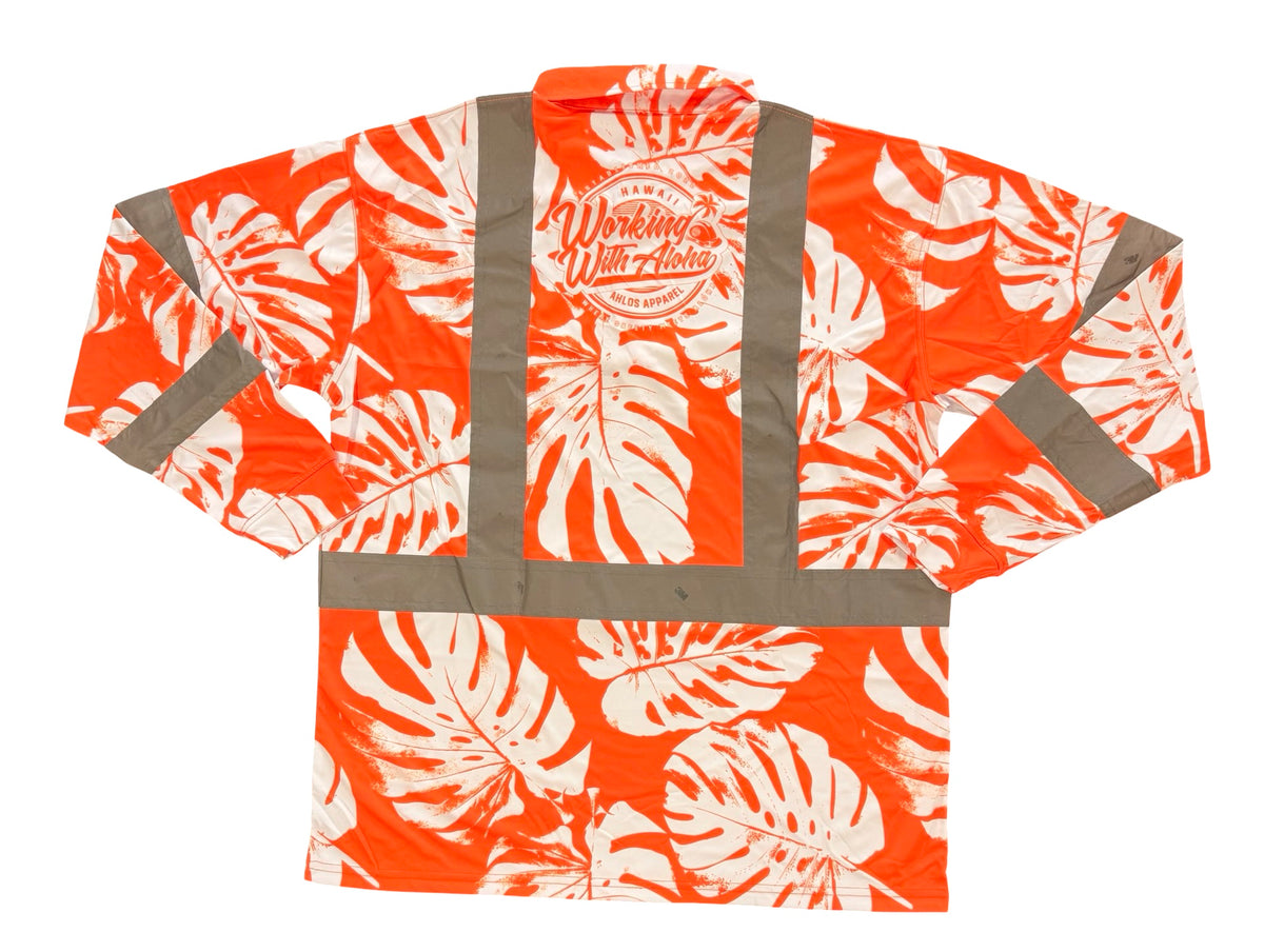 MONSTERA MADNESS - LONG SLEEVE POLO - CL 3 -ORANGE