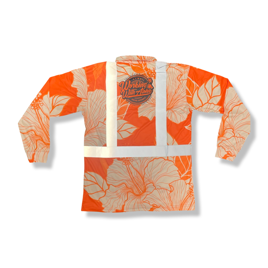 LONG SLEEVE-ORANGE-HIBISCUS