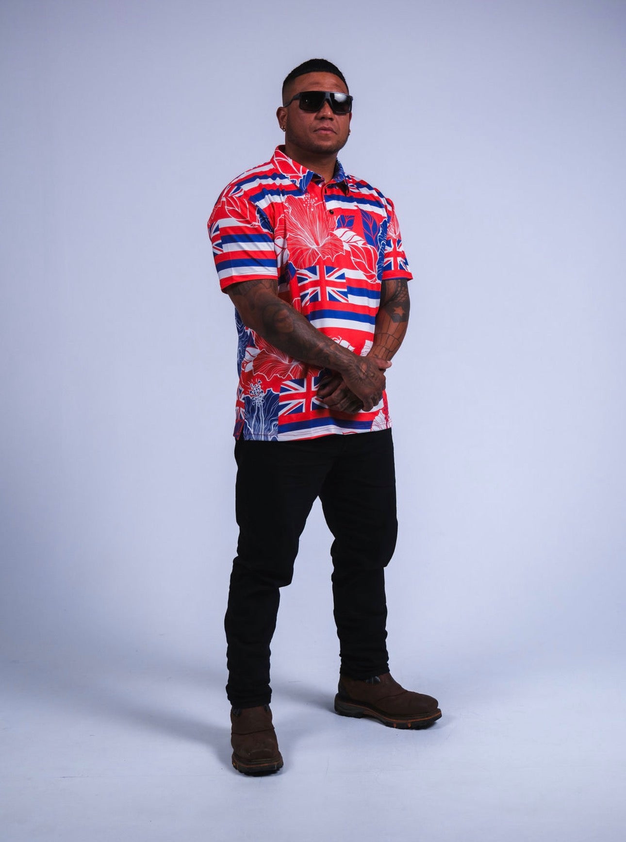 STATE OF ALOHA - S/S CLASSIC POLO - RED & BLUE