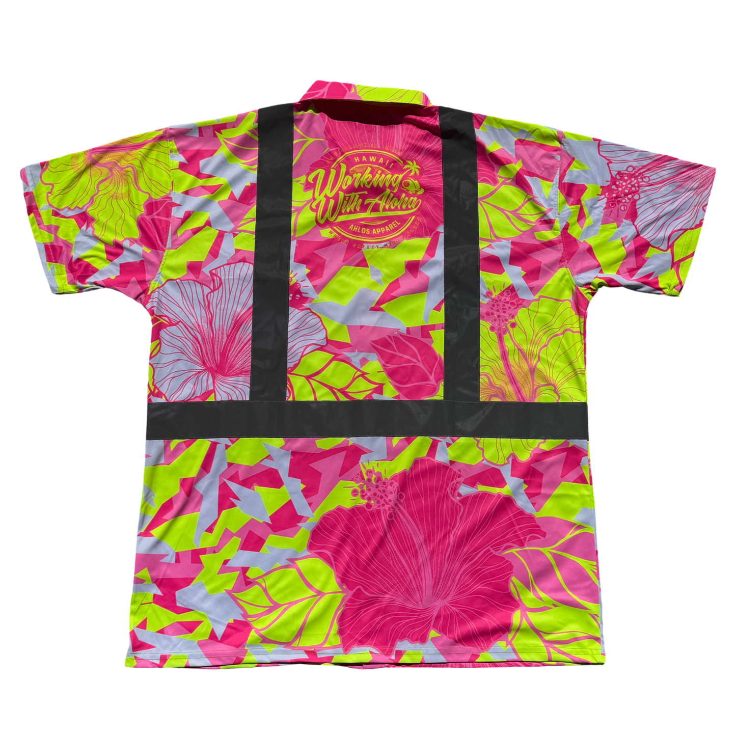 HIBISCUS CAMO - SHORT SLEEVE POLO - PINK/YELLOW