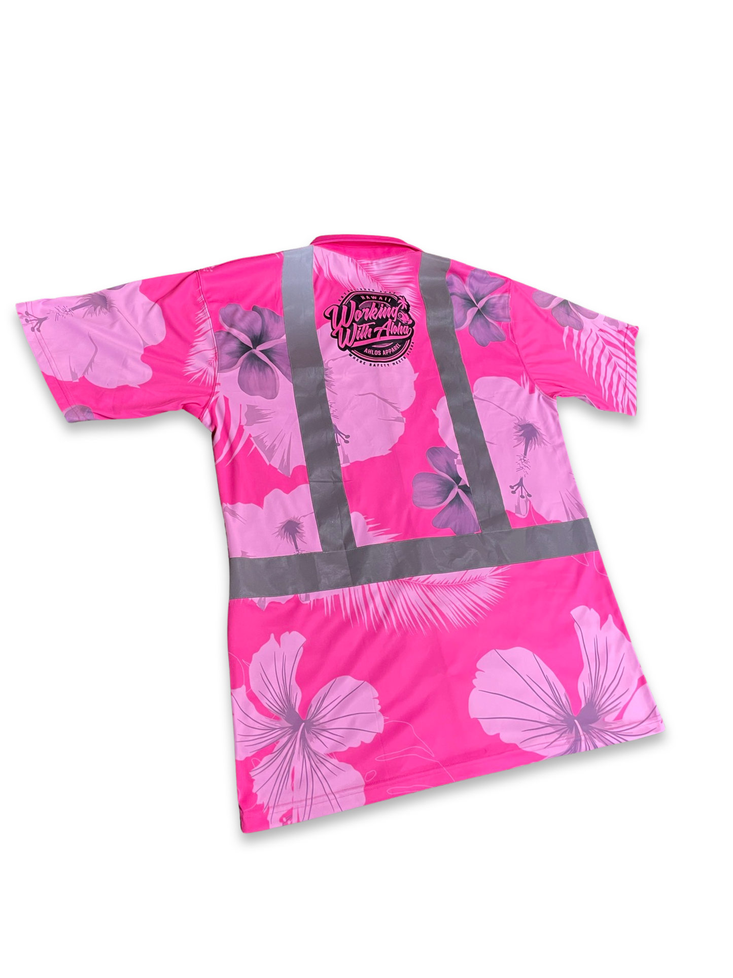 Pink-Tropical Flowers-HI VIS Aloha Polo