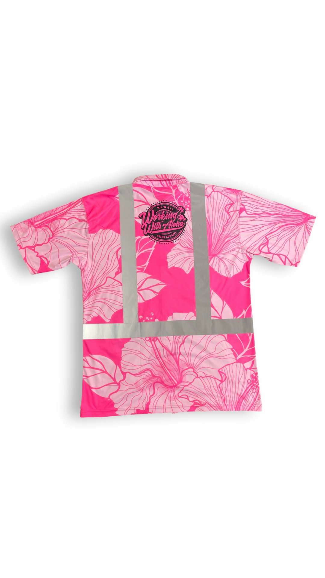 Pink - Hibiscus Flowers - HI VIS Aloha polo
