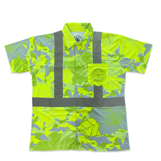 HIBISCUS CAMO  - SHORT SLEEVE POLO - CLASS 2 - YELLOW