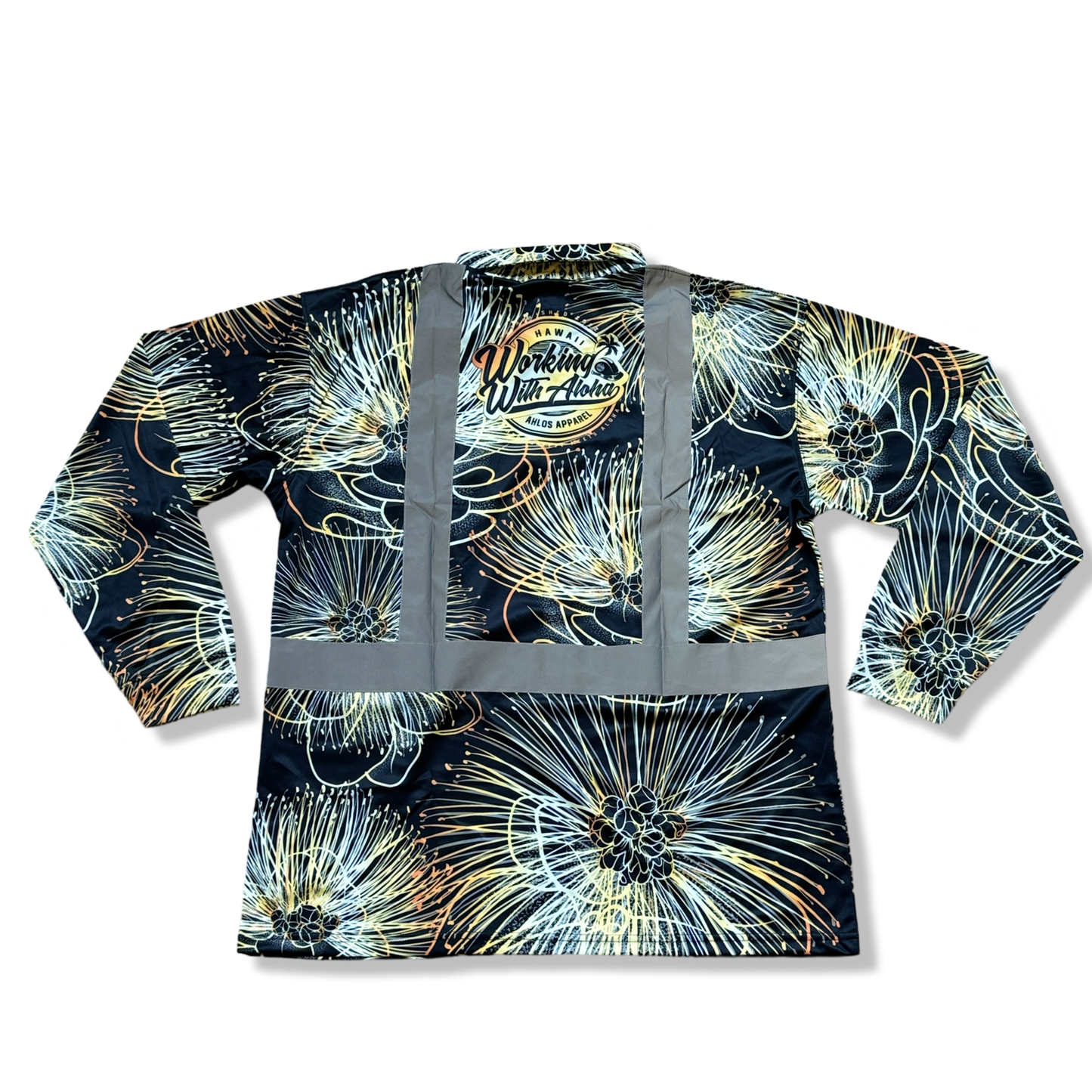 OHIA LEHUA - LONG SLEEVE POLO-BLACK/GOLD