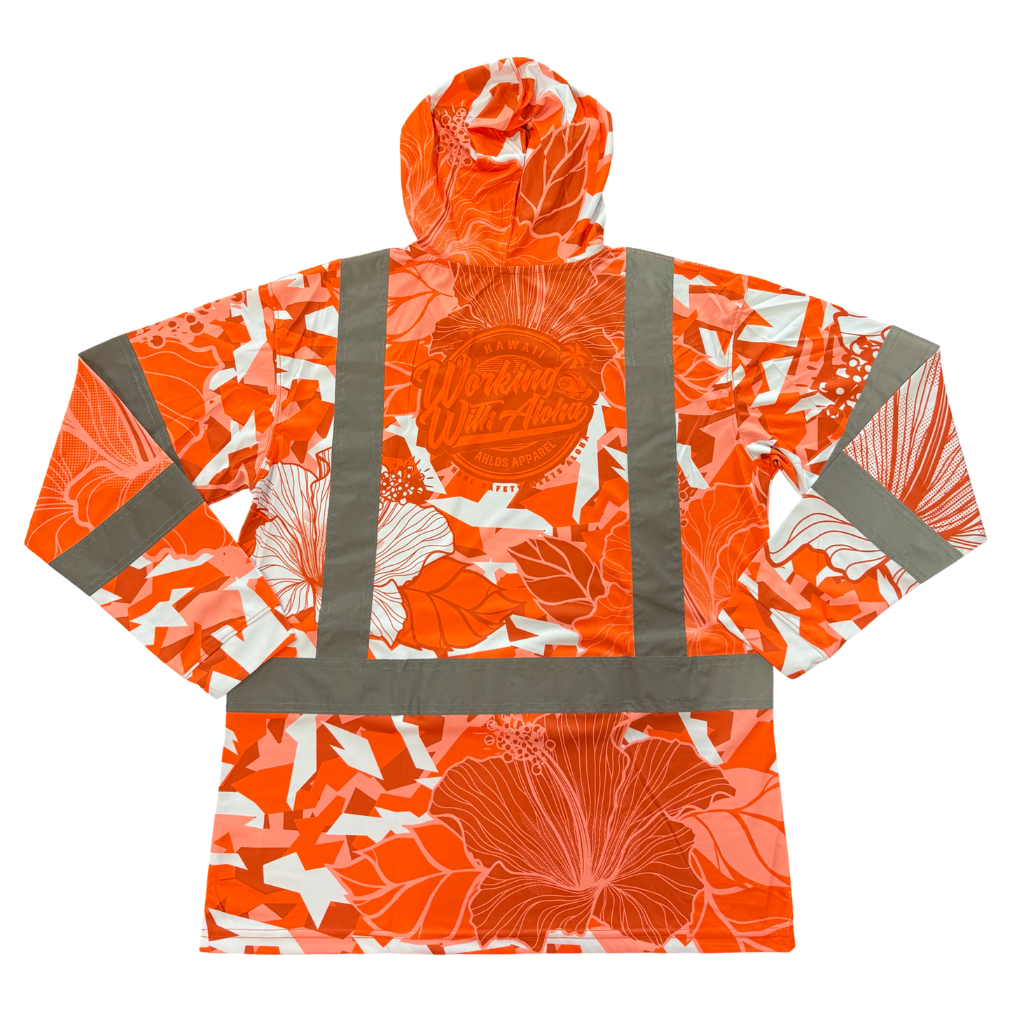 HIBISCUS CAMO  - LONG SLEEVE HOODIE - CLASS 3 - ORANGE