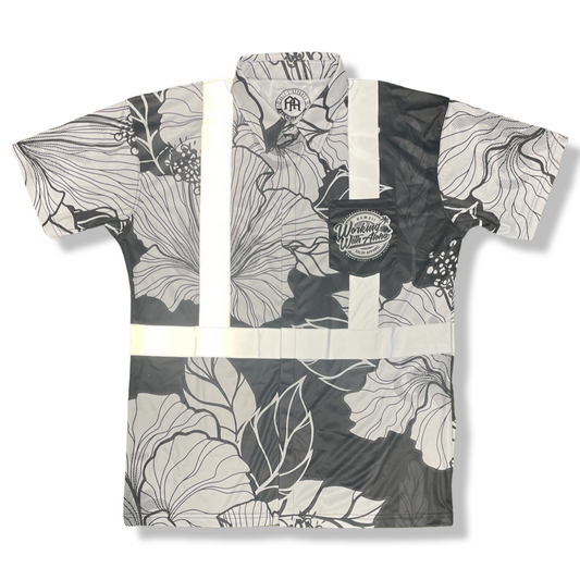 Black - Hibiscus HI VIS aloha polos