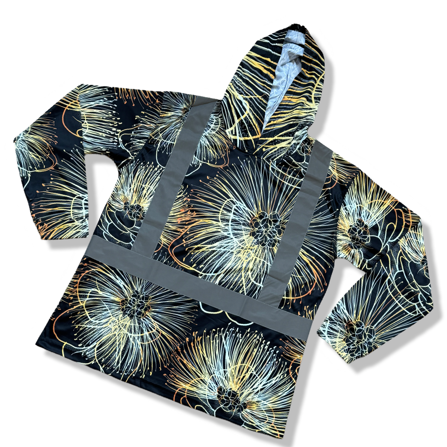 OHIA LEHUA - LONG SLEEVE HOODIE-BLACK/GOLD