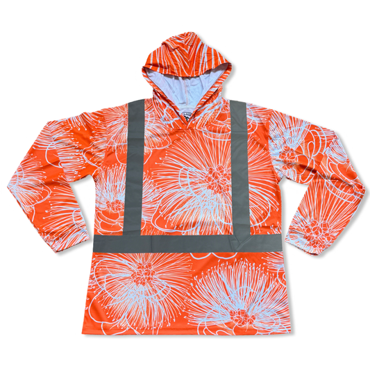 OHIA LEHUA - LONG SLEEVE HOODIE-ORANGE