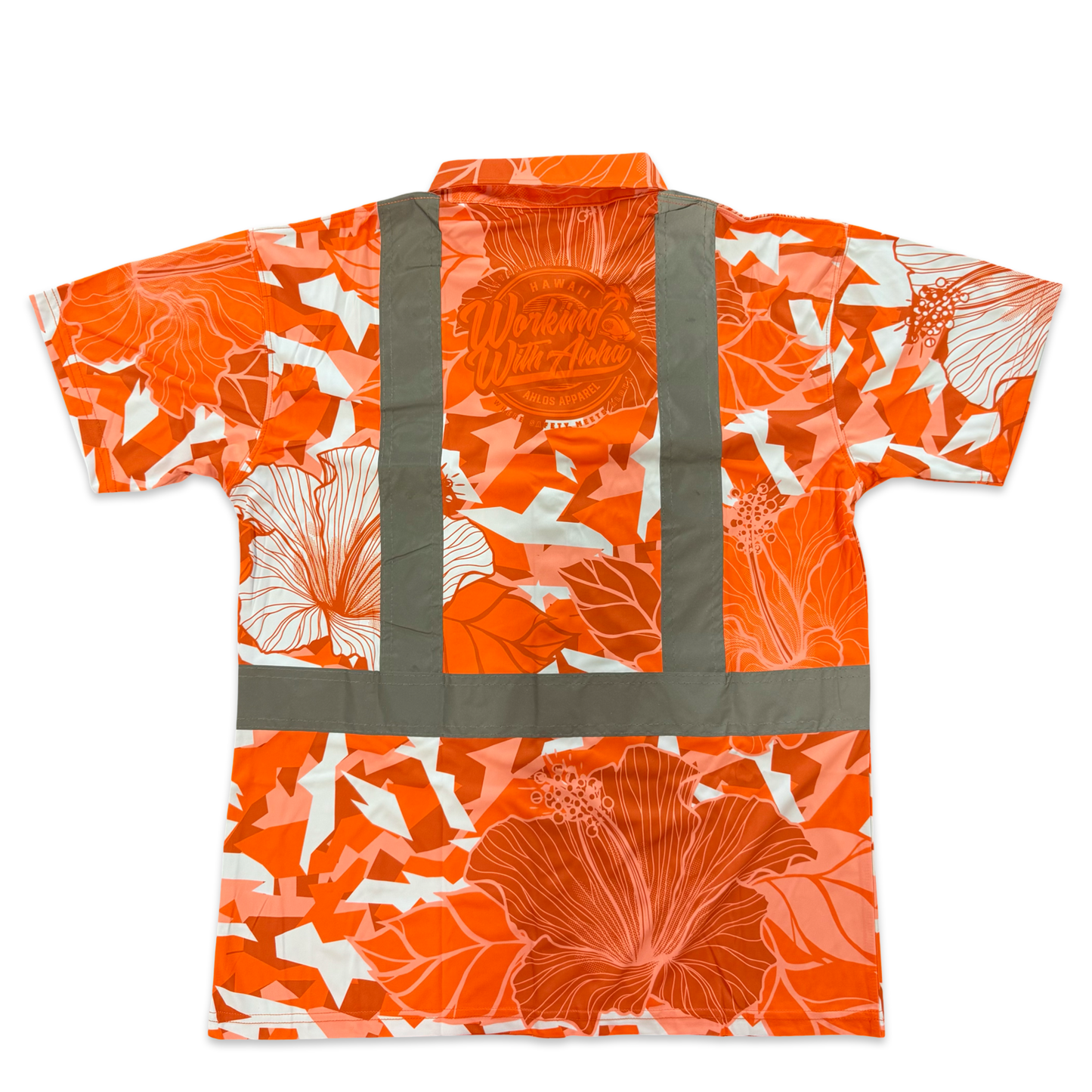 HIBISCUS CAMO  - SHORT SLEEVE POLO - CLASS 2 - ORANGE