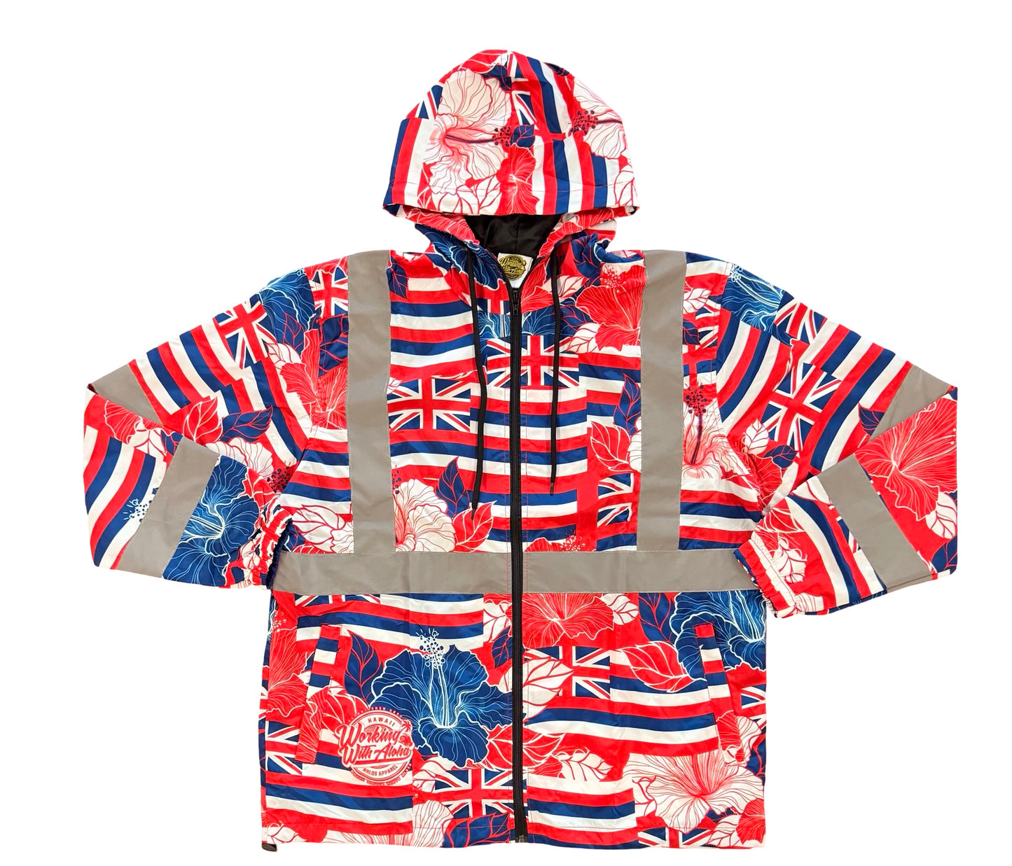 STAT OF HAWAII ALOHA - WINDBREAKER JACKET - RED & BLUE