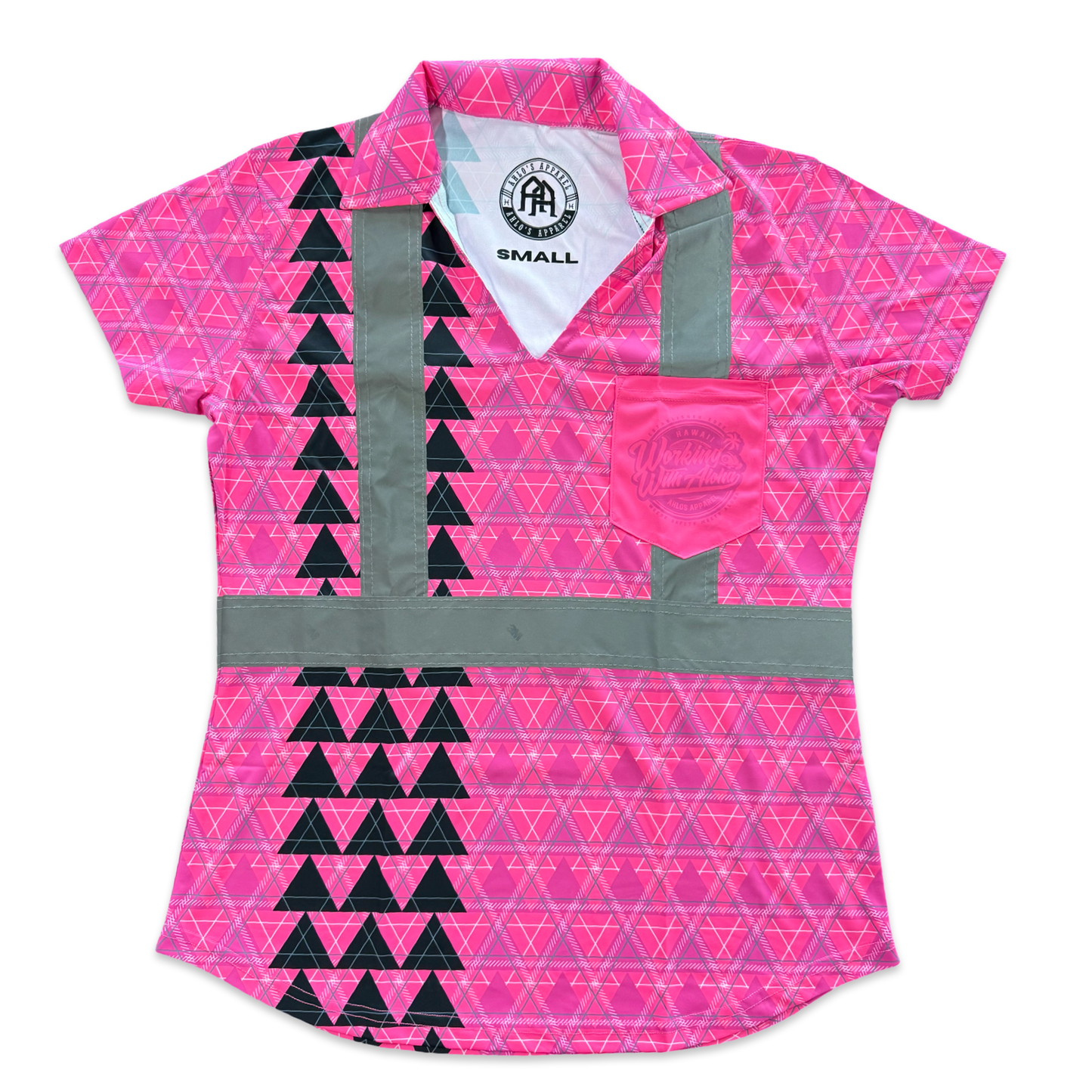 LOKAHI PLAID - WOMEN'S S/S POLO - CLASS 2 - PINK