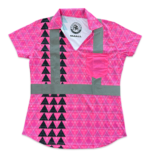 LOKAHI PLAID - WOMEN'S S/S POLO - CLASS 2 - PINK