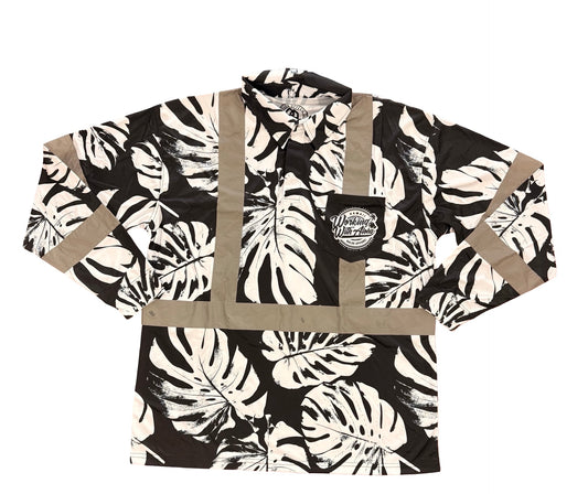 MONSTERA MADNESS - LONG SLEEVE POLO - CL 3 - BLACK