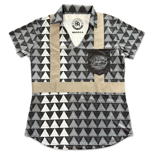 LOKAHI PLAID - WOMEN'S S/S POLO - CLASS 2 - BLACK