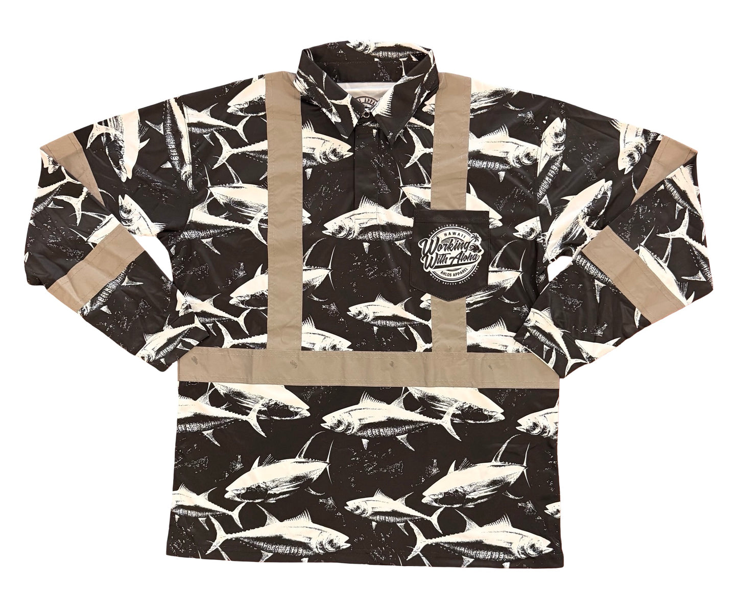 DA AHI RUN - LONG SLEEVE POLO - BLACK