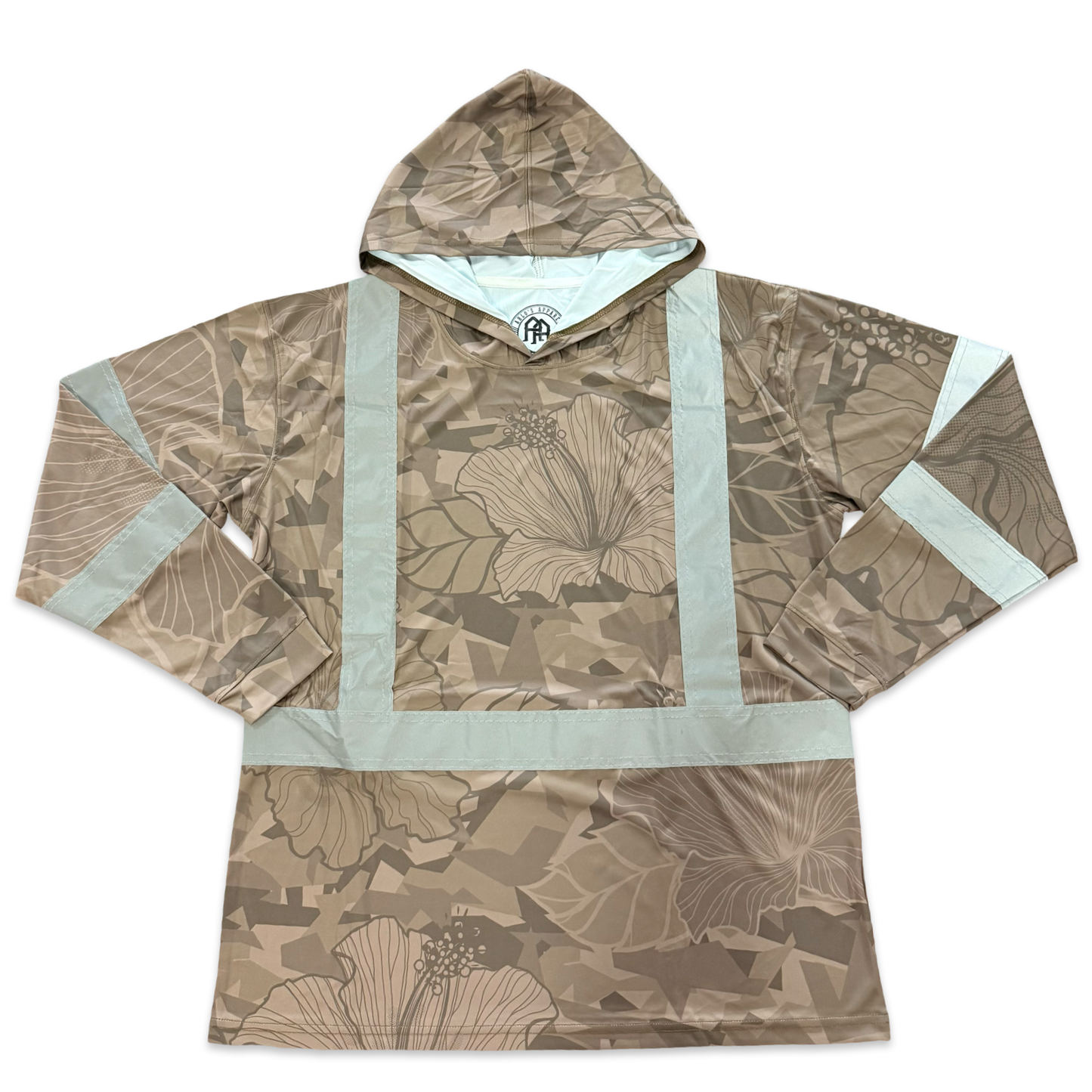 HIBISCUS CAMO  - LONG SLEEVE HOODIE - CLASS 3 - BROWN