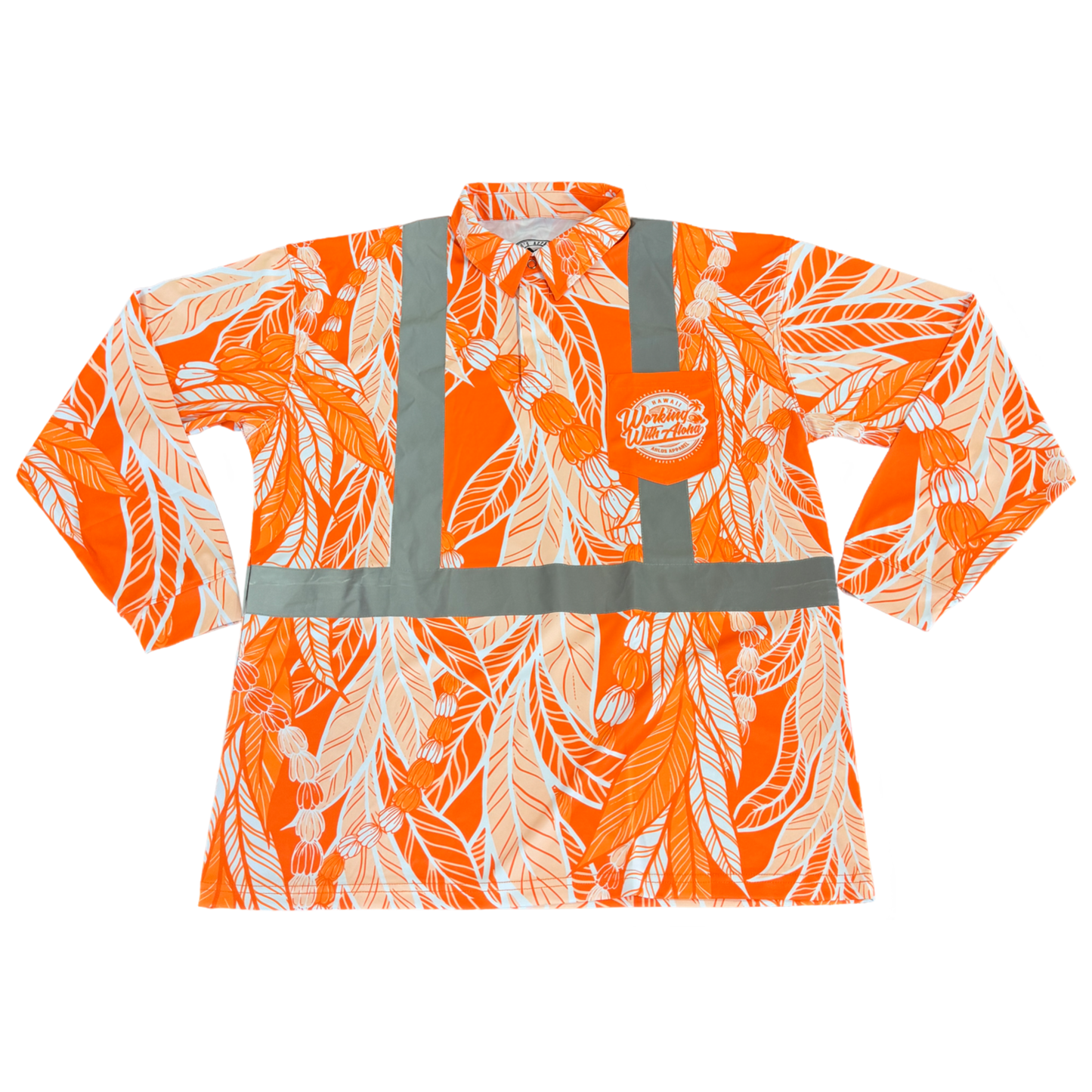 MAILE LEI / PIKAKE- LONG SLEEVE POLO - ORANGE