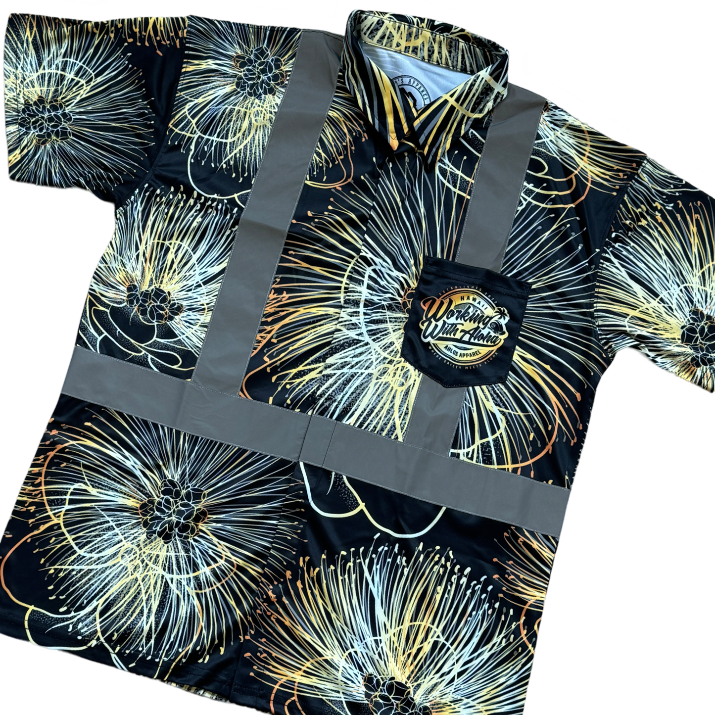 OHIA LEHUA - SHORT SLEEVE POLO-BLACK/GOLD