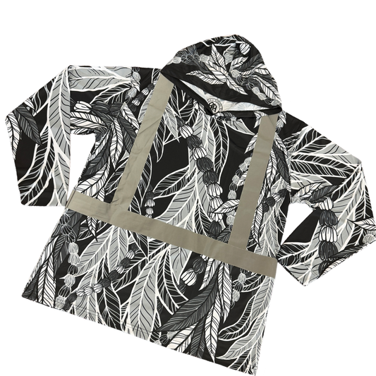 MAILE LEI / PIKAKE- LONG SLEEVE HOODIE - BLACK