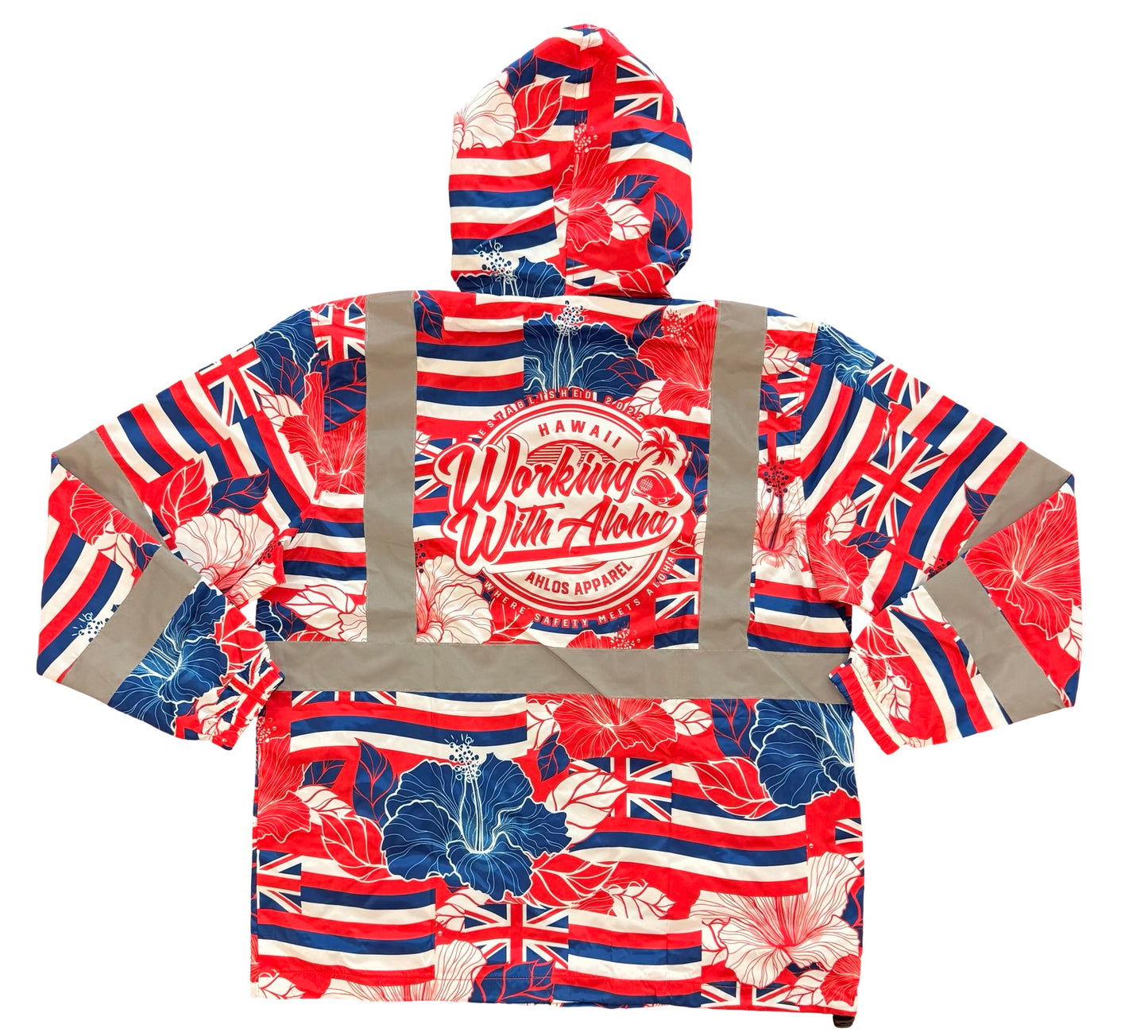 STAT OF HAWAII ALOHA - WINDBREAKER JACKET - RED & BLUE