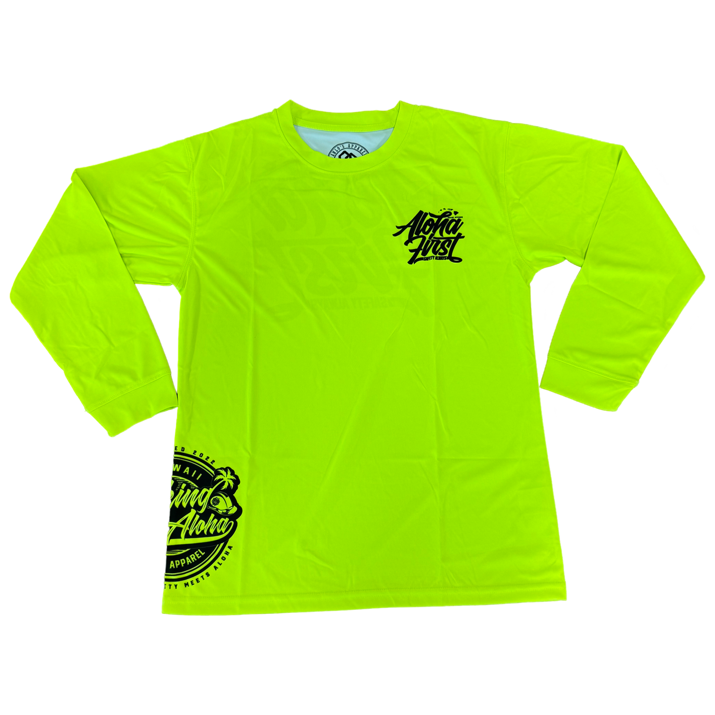 ALOHA FIRST - SAFETY ALWAYS LONG SLEEVE TSHIRT- YELLOW