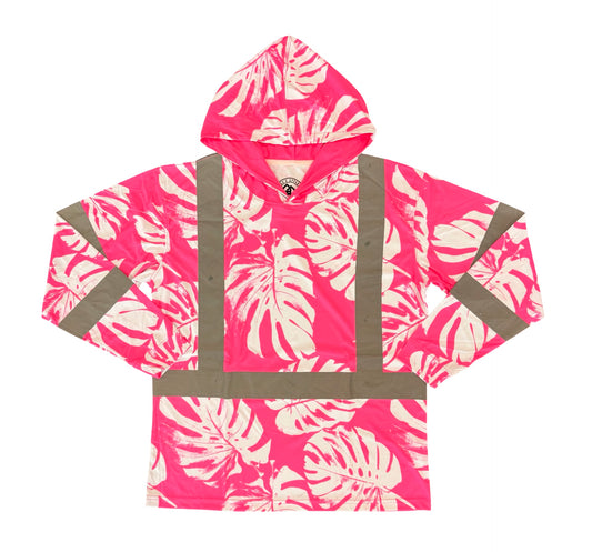 MONSTERA MADNESS - LONG SLEEVE HOODIE - CL 3 - PINK