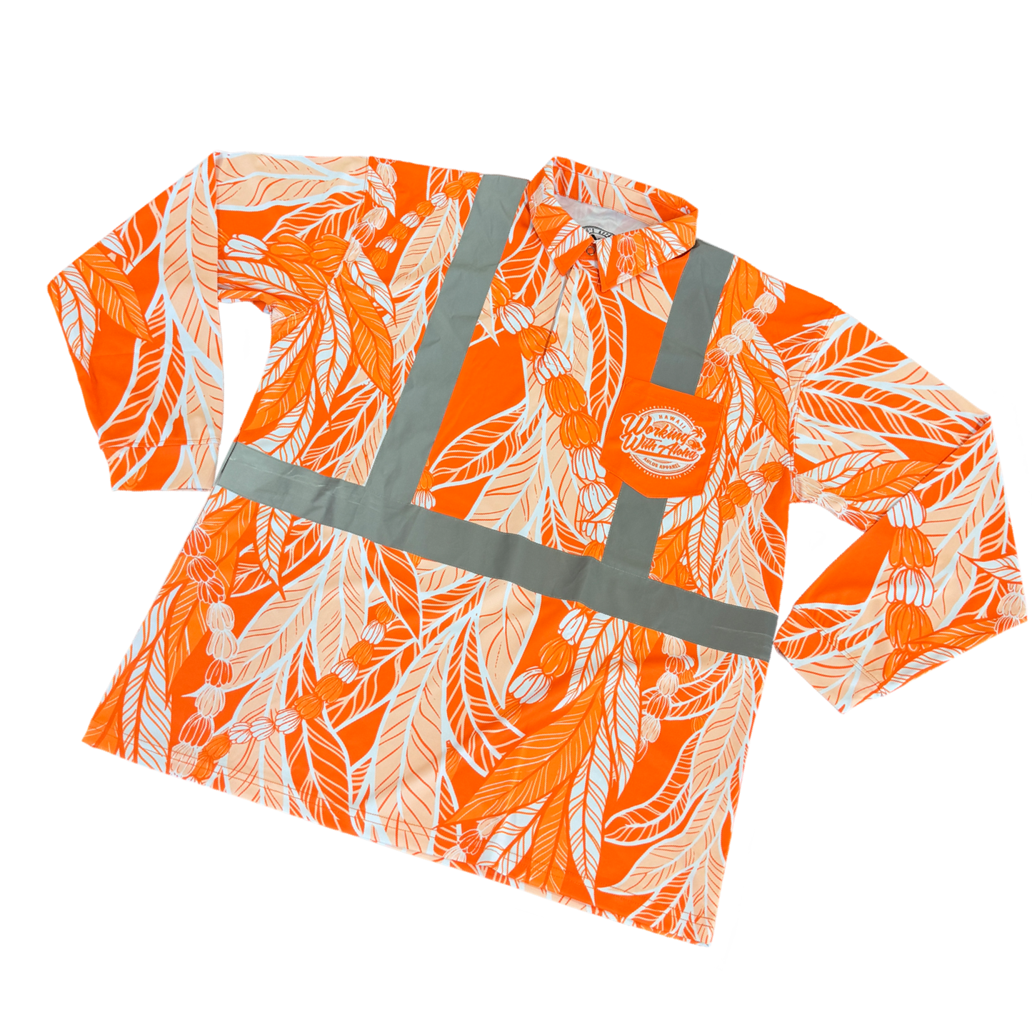 MAILE LEI / PIKAKE- LONG SLEEVE POLO - ORANGE