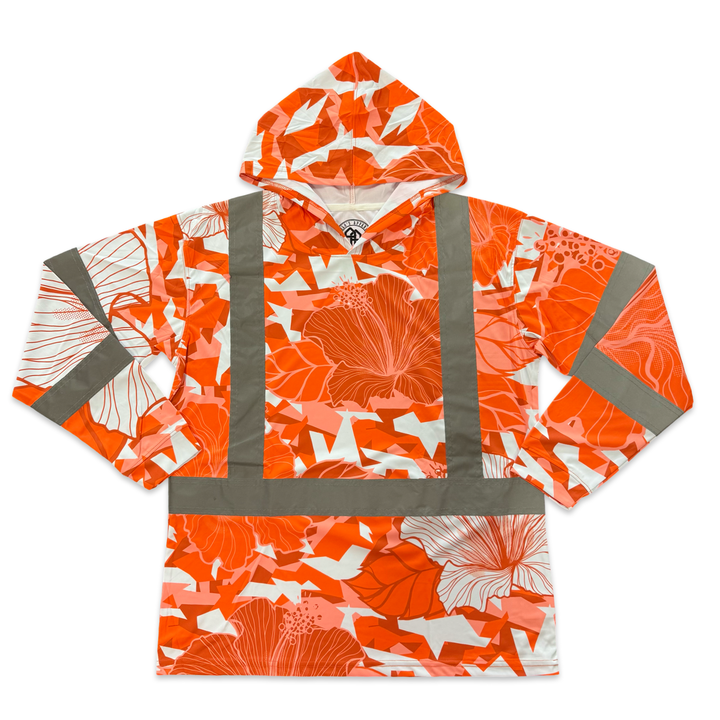HIBISCUS CAMO  - LONG SLEEVE HOODIE - CLASS 3 - ORANGE