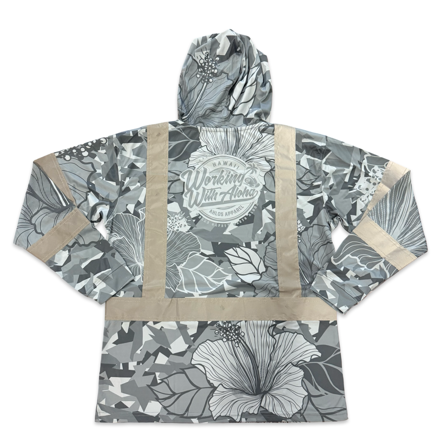 HIBISCUS CAMO  - LONG SLEEVE HOODIE - CLASS 3 - GRAY