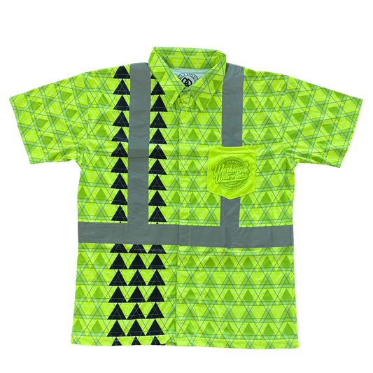 LOKAHI PLAID - SHORT SLEEVE POLO - CLASS 2 -YELLOW