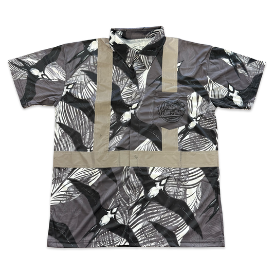 IWA BIRD - SHORT SLEEVE POLO - BLACK / WHITE