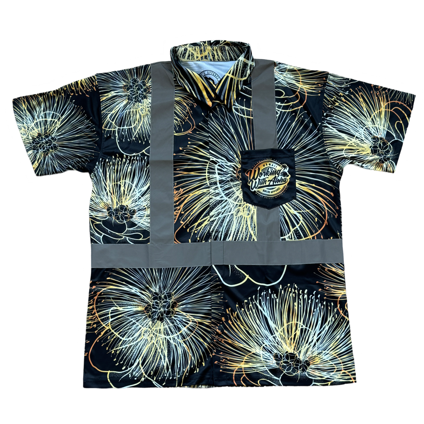 OHIA LEHUA - SHORT SLEEVE POLO-BLACK/GOLD