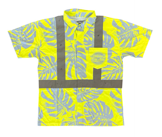 MONSTERA MADNESS - SHORT SLEEVE POLO - CL 2 - YELLOW