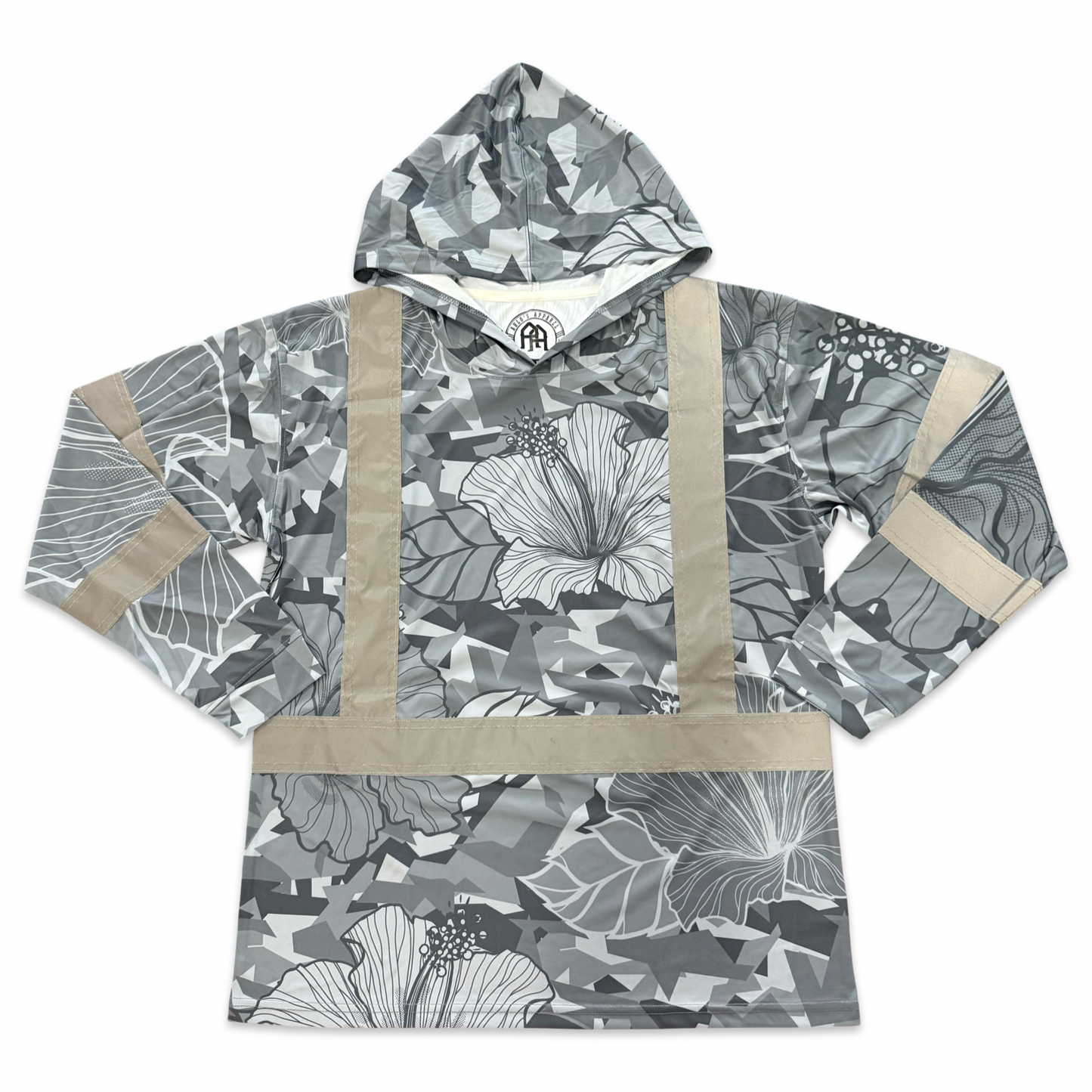 HIBISCUS CAMO  - LONG SLEEVE HOODIE - CLASS 3 - GRAY
